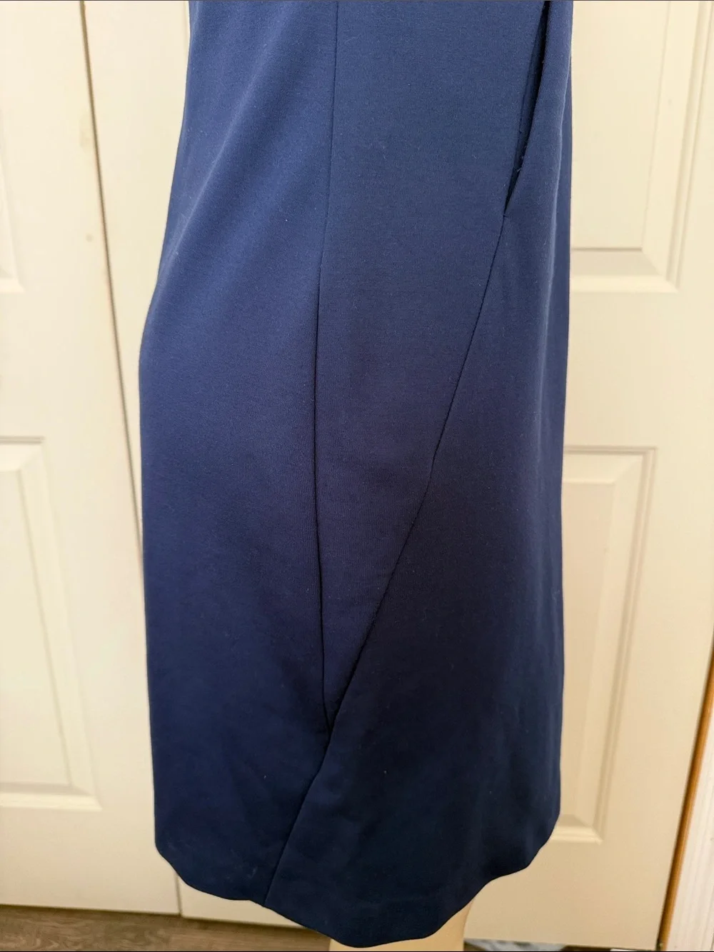 Tory Burch Navy Sleeveless Shift Dress with Button Tab